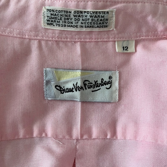 Diane Von Furstenberg Women's  Pink Button Down Long Sleeve Pocket Shirt - Picture 4 of 5